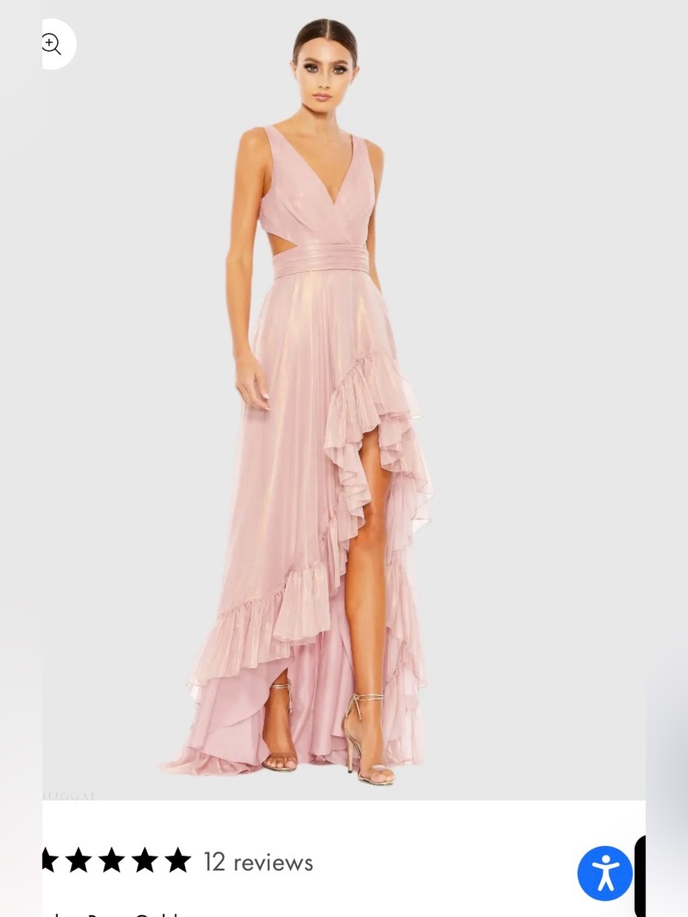 Light Blue Ruffled High-Low Evening Dress - Picture 5 of 7